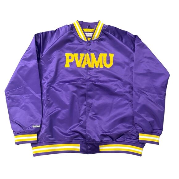 NWT! Mitchell & Ness PVAMU NCAA Lightweight Full Snap Bomber Jacket - Size 3XL - Picture 3 of 6